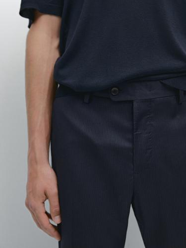 Zara Pinstripe wool suit trousers - Navy blue