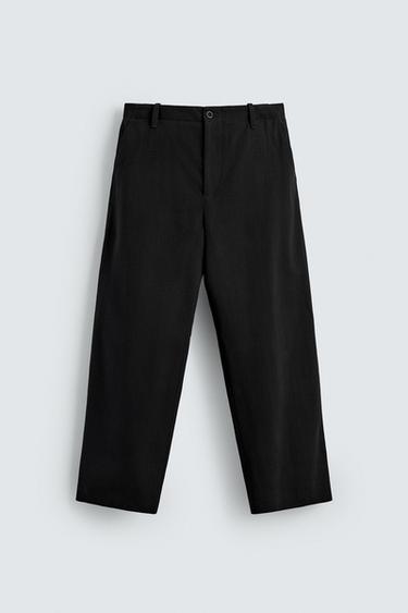 LYOCELL-COTTON BALLOON FIT TROUSERS - Black by Zara