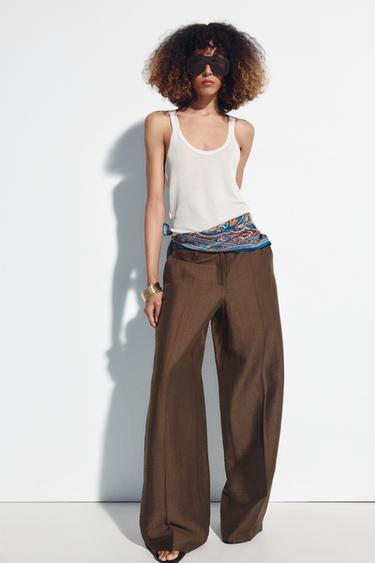 FLOWING TROUSERS - Brown by Zara