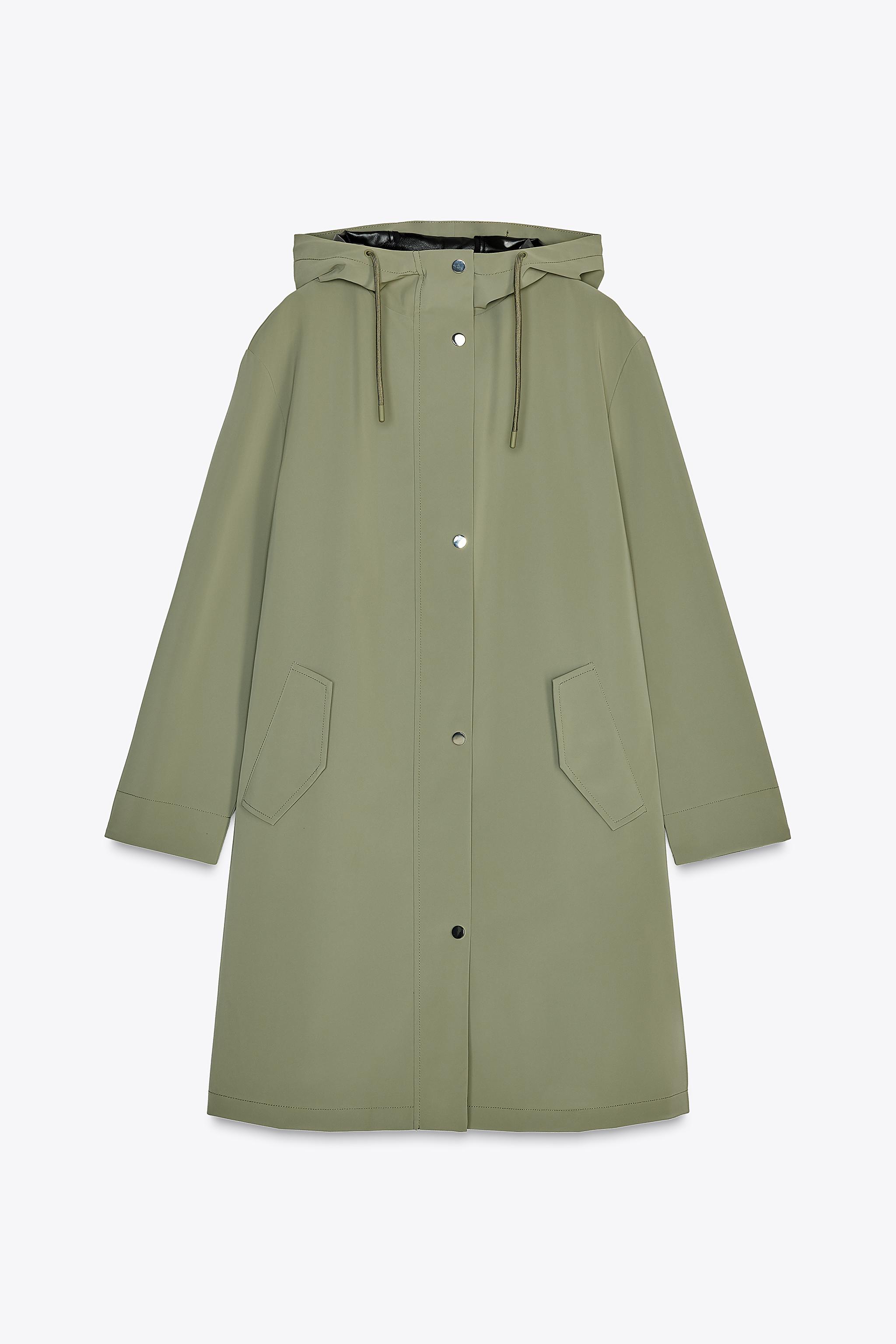 PARKA GOMMATA CAPPUCCIO Kaki ZARA Italia Italy - Main Image