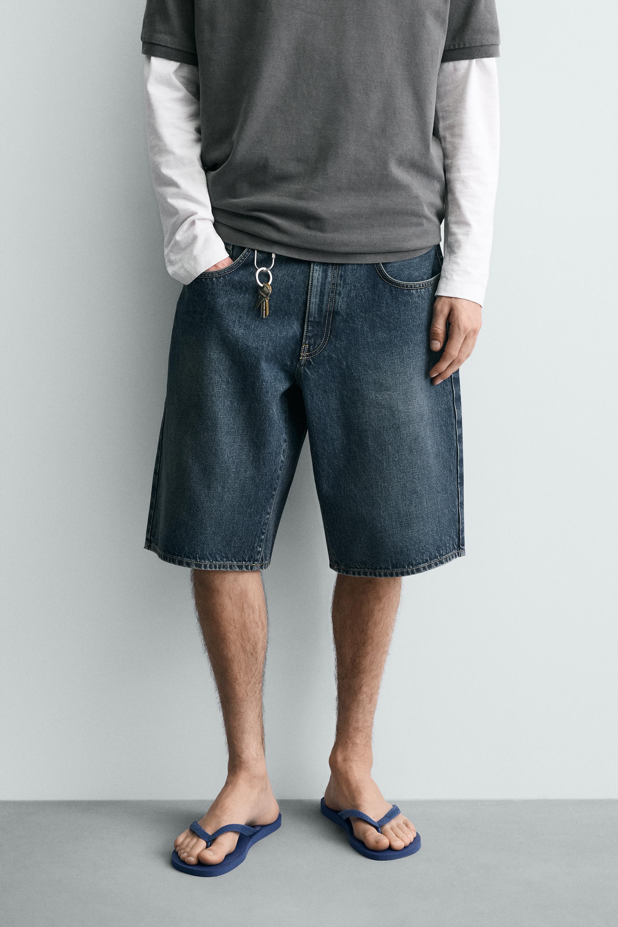 Мужские шорты Zara BAGGY FIT DENIM SHORTS — фото 2