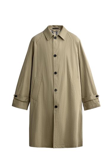 Zara CONTRAST RELAXED FIT TRENCH COAT - Beige