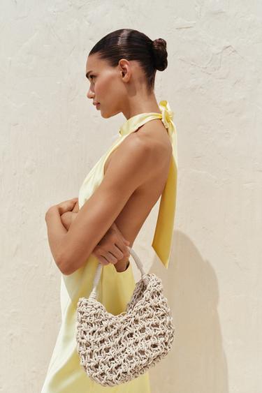 TOPSTITCHED BRAIDED HANDBAG - Ecru by Zara