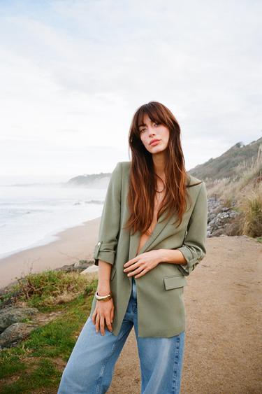 BLAZER MANICHE ARROTOLATE - Kaki di Zara - Immagine 0