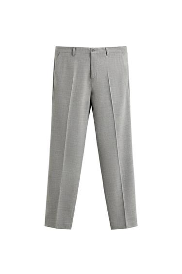 Zara TEXTURED SUIT PANTS - Light gray
