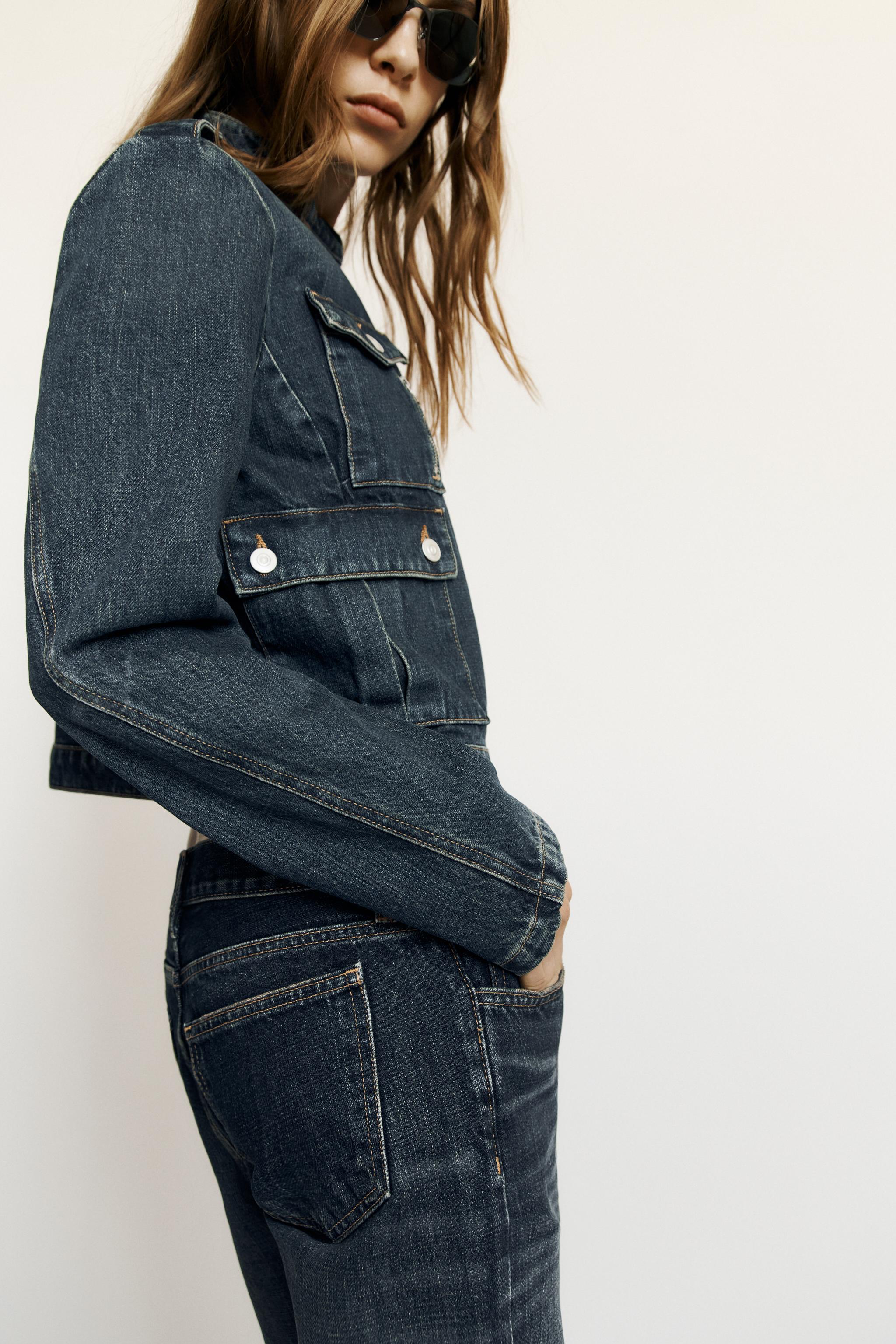 FITTED TRF DENIM JACKET WITH POCKETS - Navy blue | ZARA United States