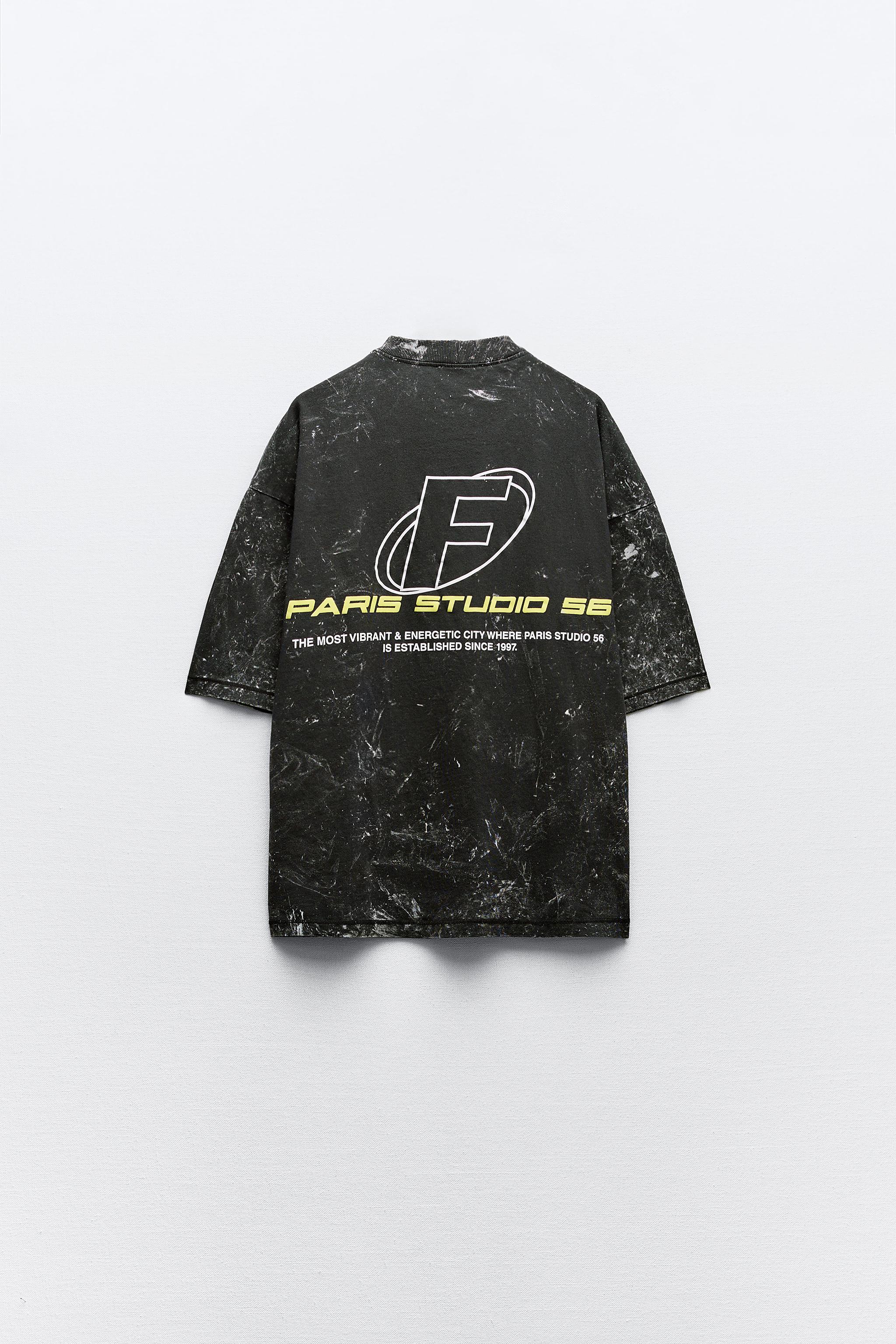 FADED-EFFECT T-SHIRT WITH SLOGAN