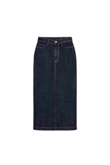 Z1975 DENIM MIDI SKIRT - Blue by Zara