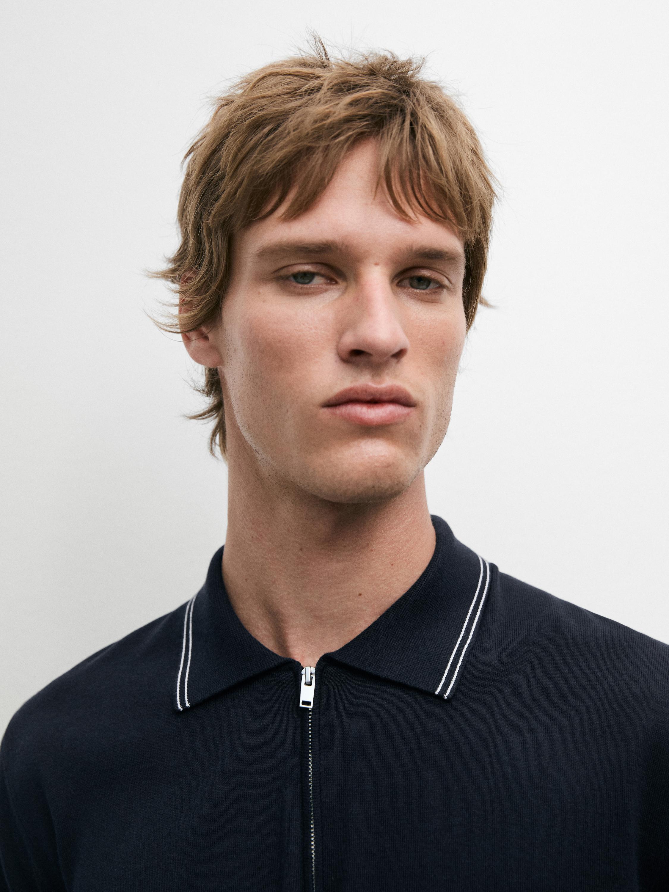 Pull polo en maille à détail de col