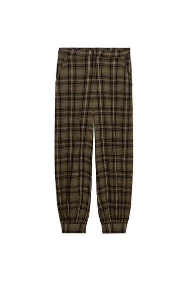 CALÇA BOMBACHA XADREZ - Marrom-claro da Zara