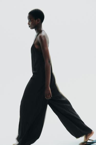 FLOWY TEXTURED JUMPSUIT - Black by Zara - Image 2