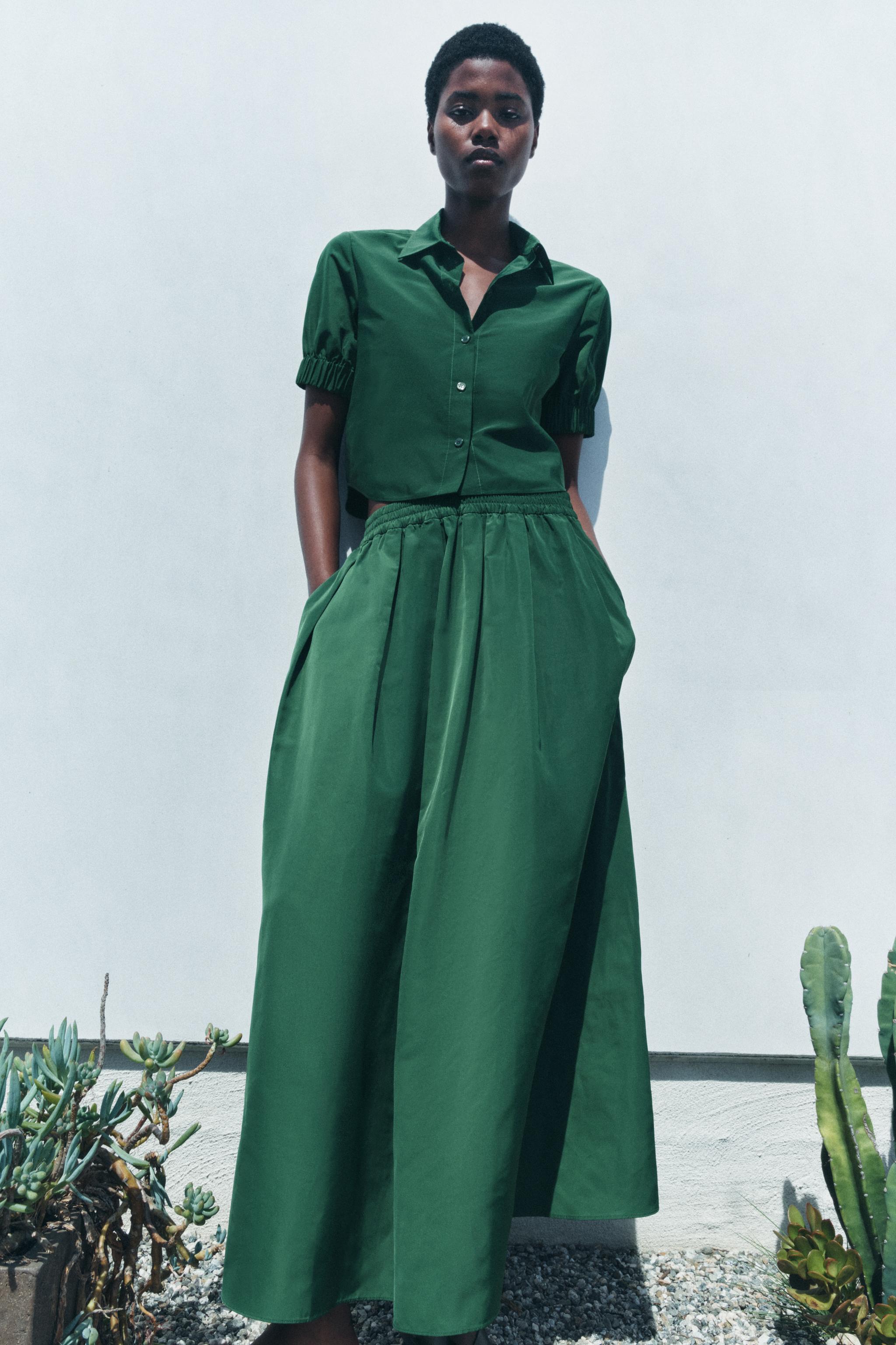 Zara green shirt shops dress