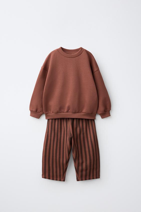 STRIPED SWEATSHIRT AND WIDE-LEG TROUSERS SET - Brick by Zara - Image 0