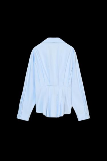 CAMISA POPELÍN PLIEGUES - Azul claro de Zara