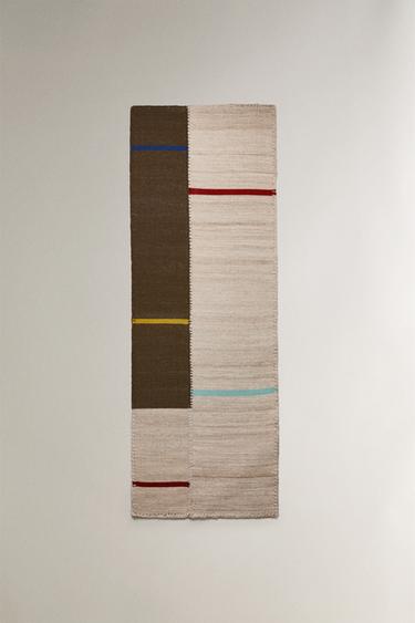 WOOL AND COTTON CARPET RUNNER WITH STITCHING X COLLAGERIE - striped by Zara
