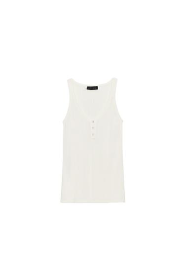 ÁO DỆT KIM CỔ TRÒN - Kem từ Zara