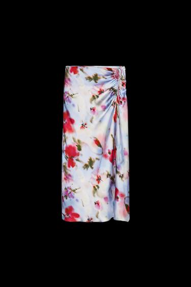 PRINTED SATIN MIDI SKIRT - Multicoloured by Zara