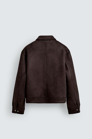 FAUX SUEDE REGULAR FIT JACKET - Chocolate by Zara - Image 6