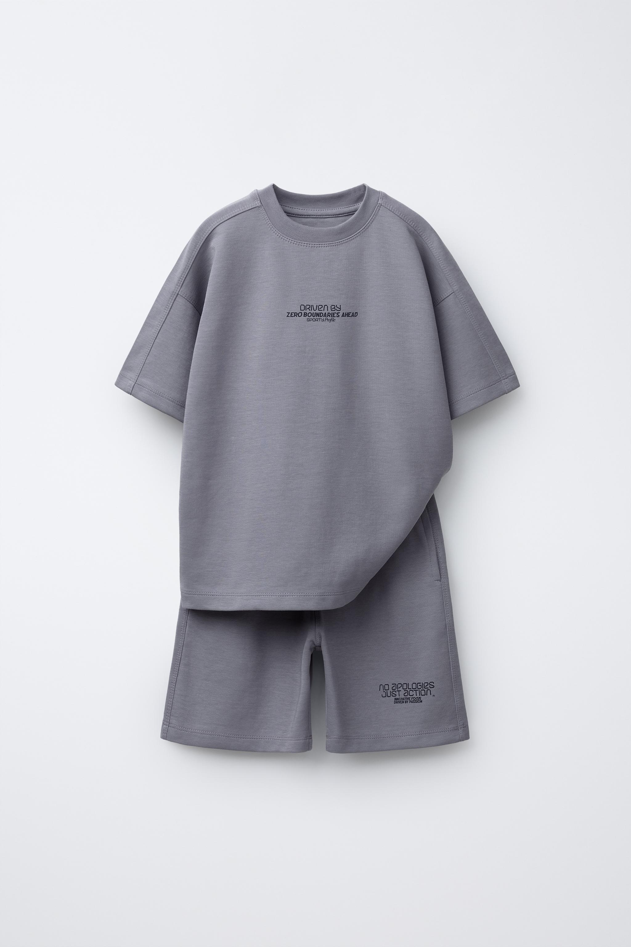 ENSEMBLE T-SHIRT ET BERMUDA INTERLOCK INSCRIPTION