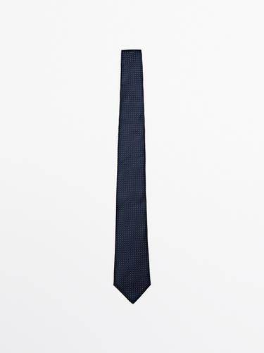 Zara 100% silk polka dot tie - Navy blue - Image 0