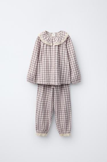 6-14 YEARS/ GINGHAM CHECK PYJAMAS - Mauve by Zara - Image 0