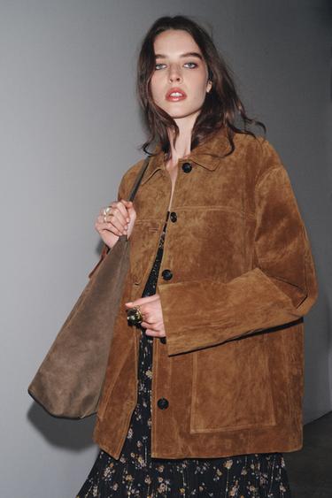 VESTE EN CUIR DAIM ZW COLLECTION LIMITED EDITION - Marron de Zara