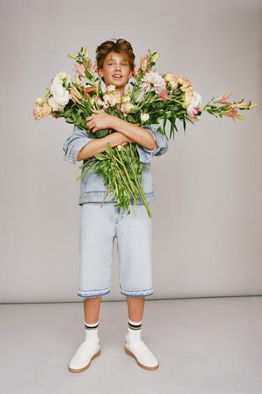 RELAXED BAGGY DENIM BERMUDA SHORTS - Blue by Zara