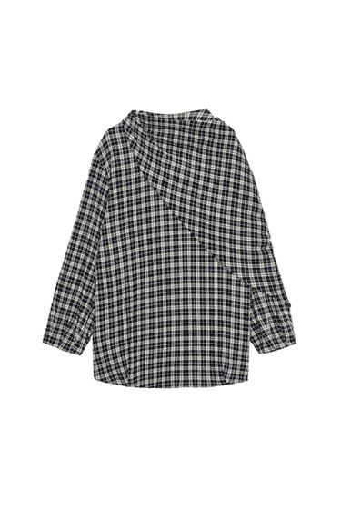 CHECK SHIRT WITH MULTIPOSITIONAL SCARF ZW COLLECTION - Mid-grey by Zara