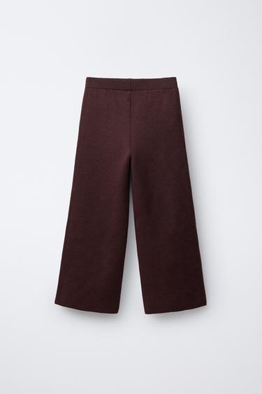 WIDE-LEG KNIT TROUSERS - Burgundy by Zara - Image 1