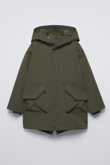 LONG FAUX SHEARLING PARKA - Dark khaki by Zara