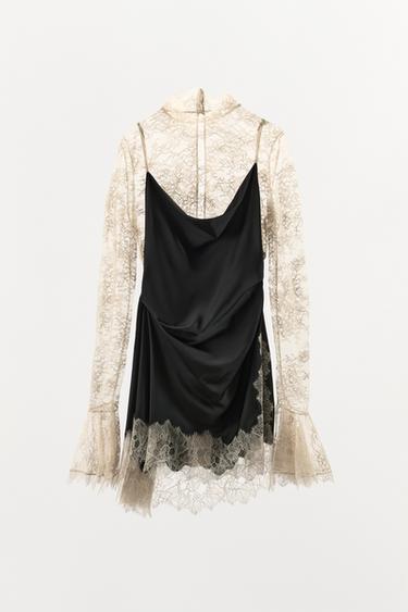 ROBE COURTE EN MATIÈRES VARIÉES ZW COLLECTION LIMITED EDITION - Noir de Zara - Image 2