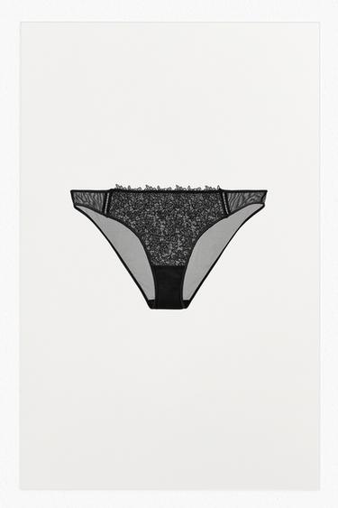 MESH LACE BRIEFS - Black by Zara