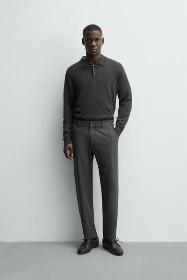 COMFORT TEXTURED CHINO TROUSERS - Grey / Natural by Zara