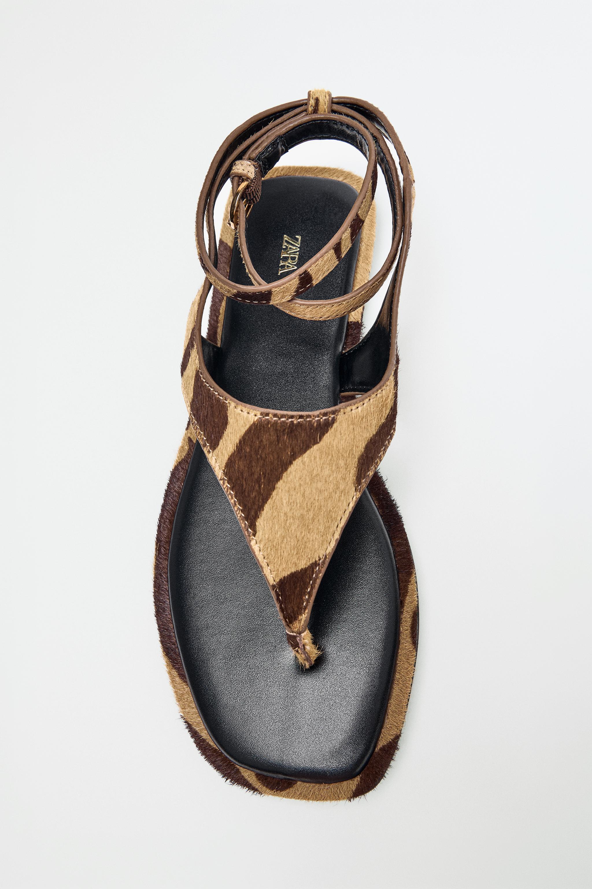 PRINTED SHEEPSKIN LEATHER SANDALS