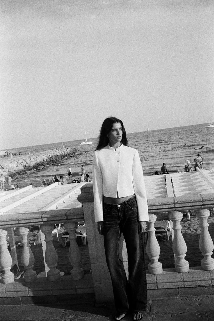 Zara White Blazer Crop Top Zara Feathered Cropped Blazer Jacket