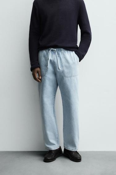 Zara LIGHTWEIGHT JOGGER FIT JEANS - Mid-blue