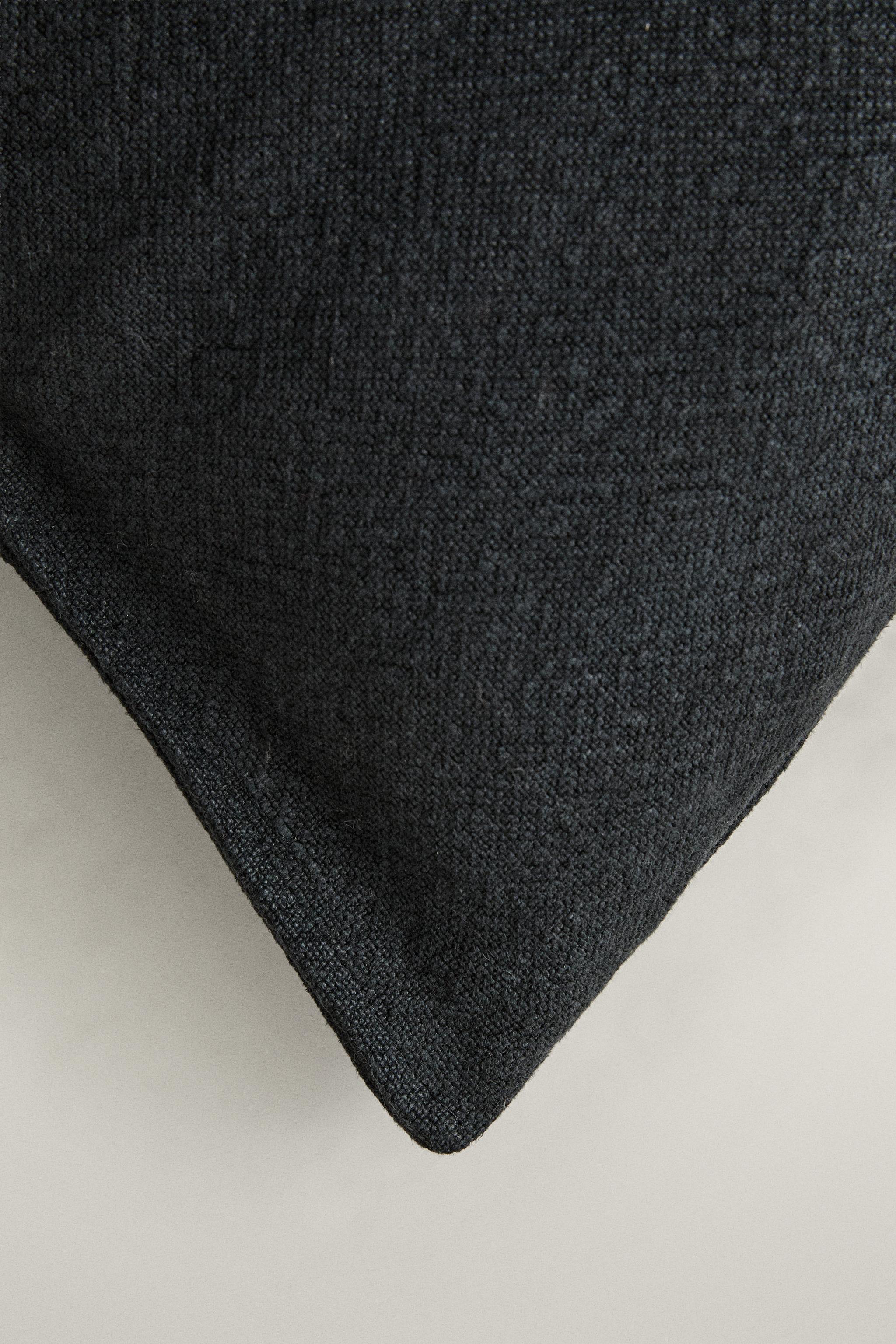JUTE THROW PILLOW COVER — Navy blue