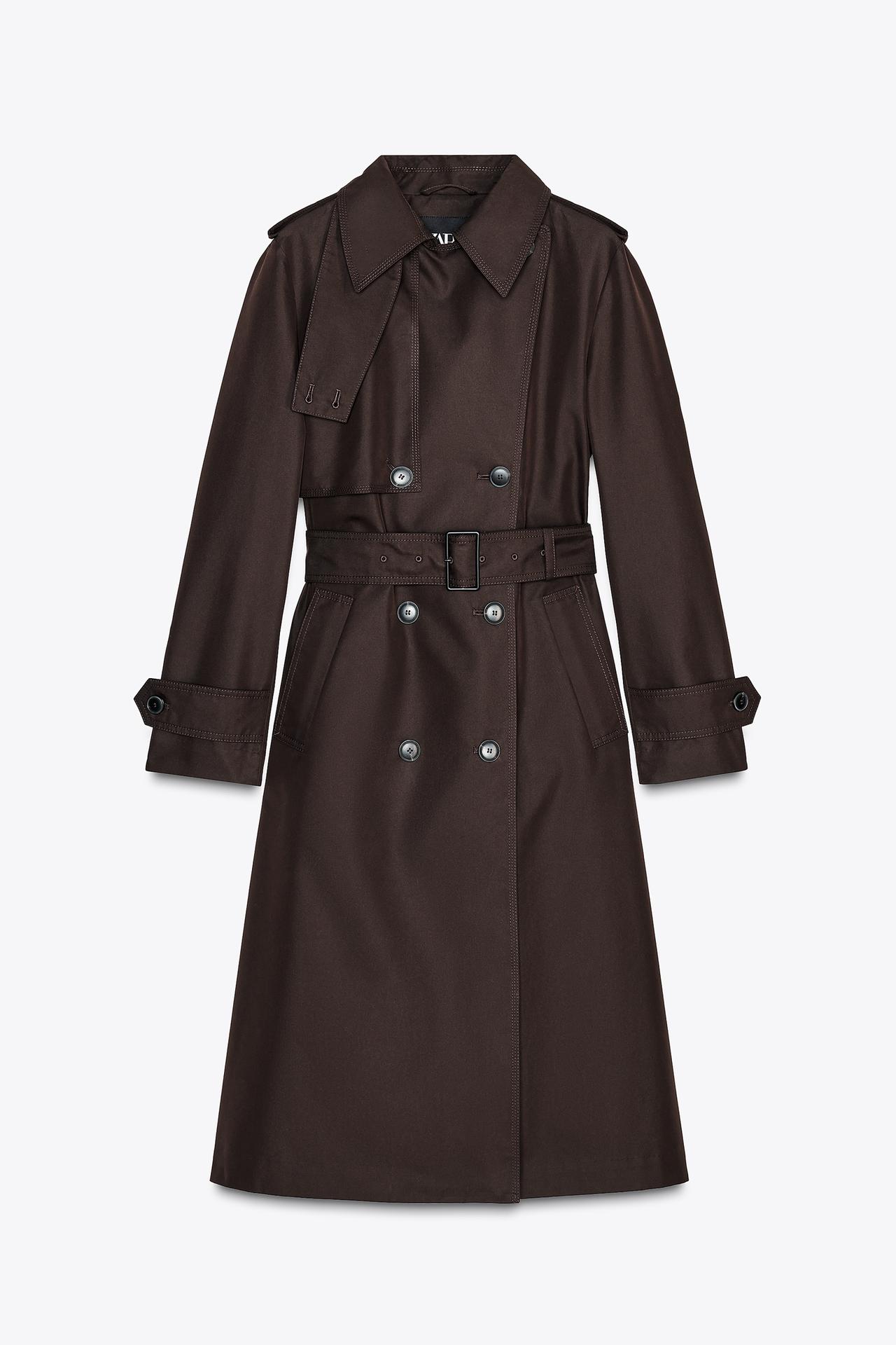 TRENCH WATER REPELLENT ZW COLLECTION - Chocolate de Zara - Imagen 4