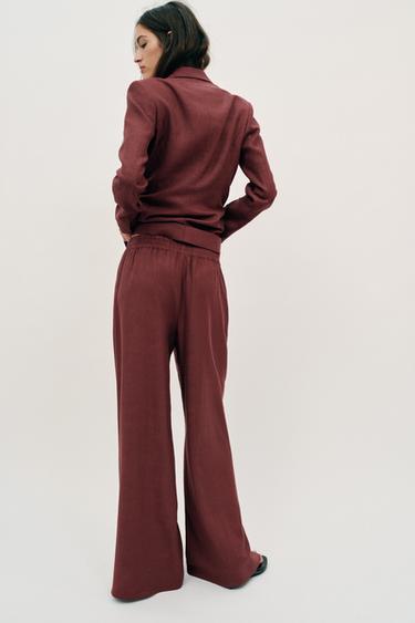 PANTALON LARGE AVEC LIN - Rouille de Zara - Image 3