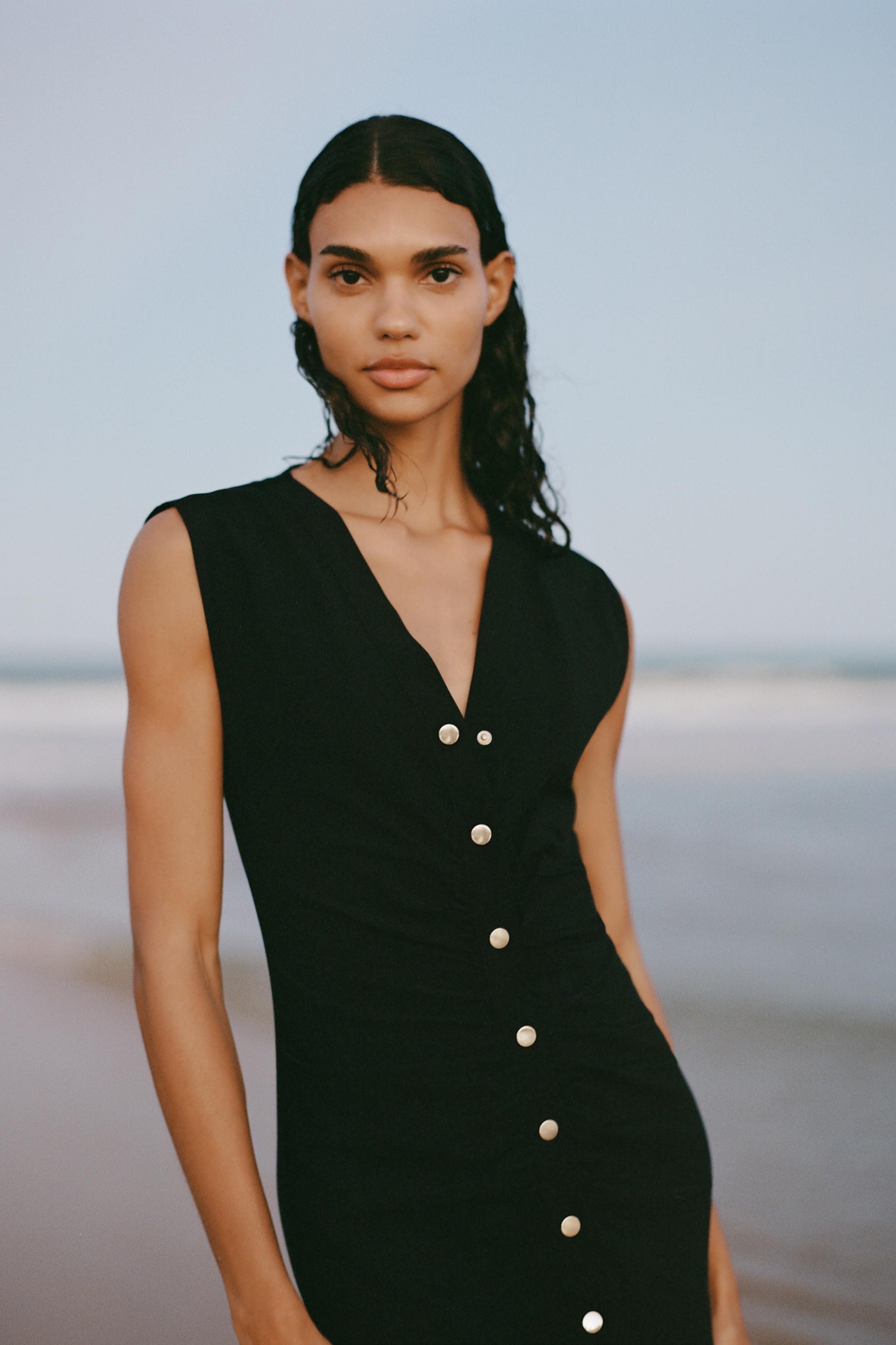 RUCHED MIDI DRESS - Black | ZARA United States RUCHED MIDI DRESS - Black | ZARA United States