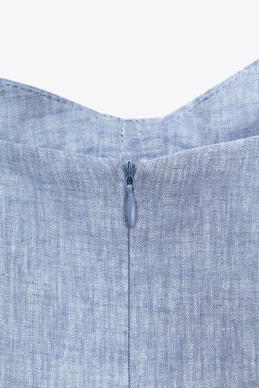 MIDI CORSETRY DRESS WITH LINEN BLEND - Blue by Zara - Image 8