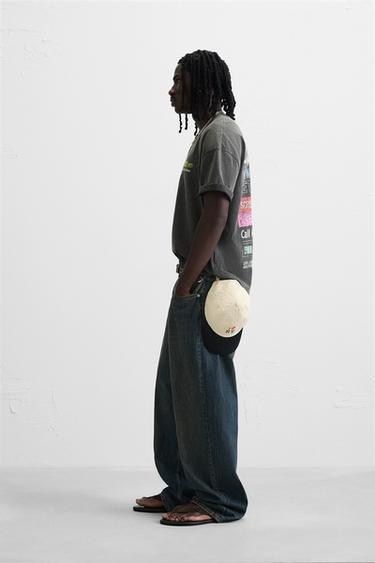 T-SHIRT DÉLAVÉ IMPRIMÉS - Anthracite foncé de Zara - Image 3