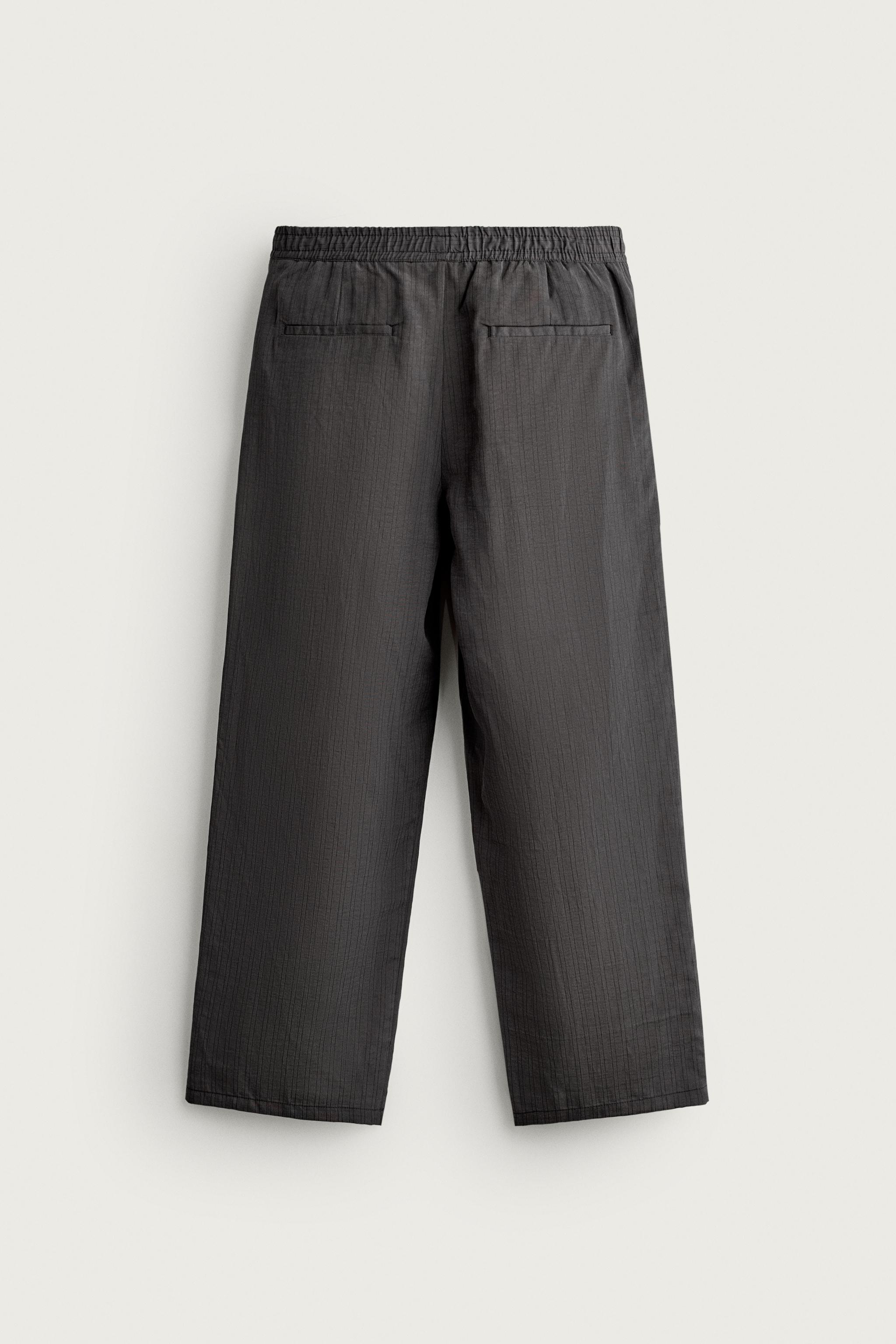 乱 ÇİZGİLİ RELAXED FIT DÖKÜMLÜ PANTOLON - Antrasit grisi | ZARA