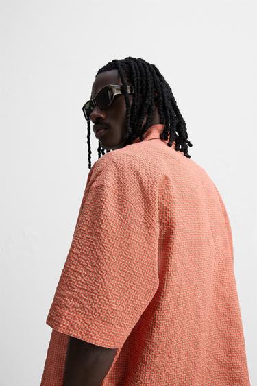 CHEMISE SEERSUCKER À CARREAUX - Rouge de Zara - Image 5