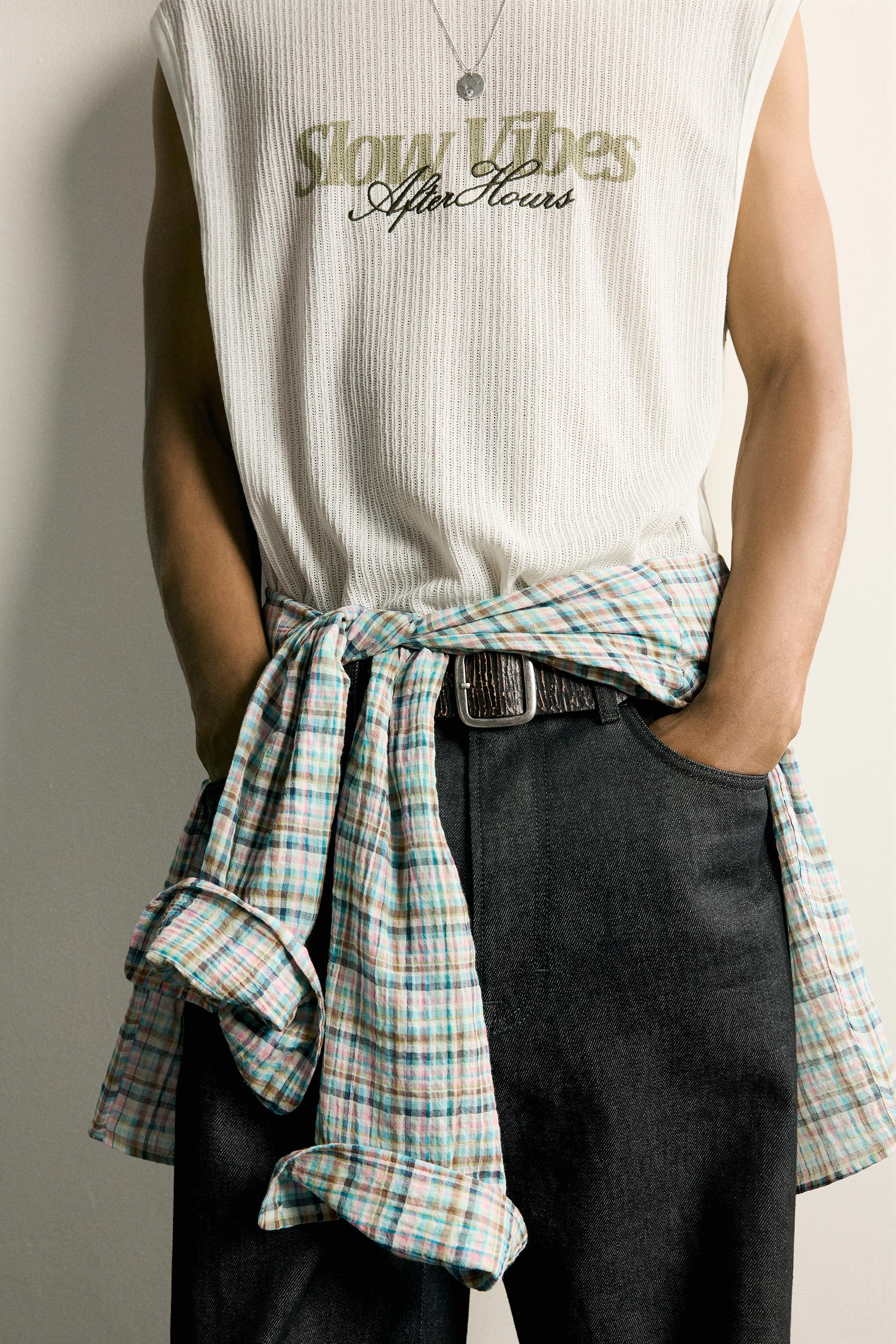 COMBINATION EMBROIDERY TEXTURED TANK TOP
