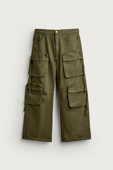 RELAXED FIT CARGO PANTS — Green 1