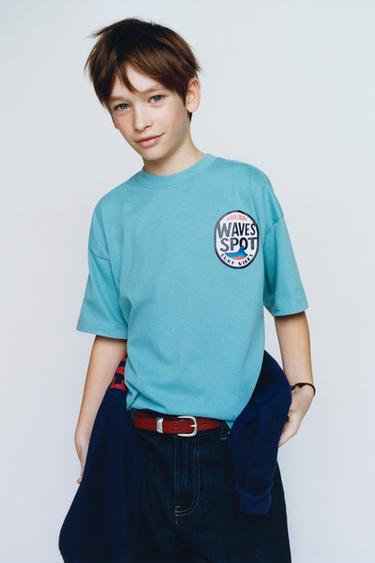 SURF PRINT T-SHIRT - Light blue by Zara