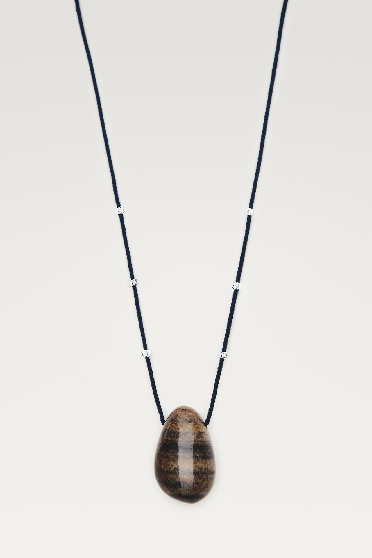 Long irregular gemstone necklace — Navy blue
