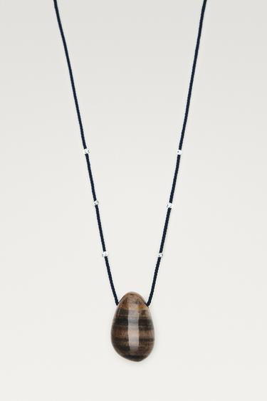 Long irregular gemstone necklace — Navy blue 1