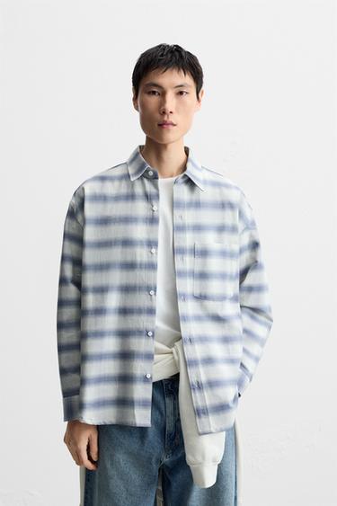 OVERSIZE FIT OXFORD SHIRT - White / Grey by Zara